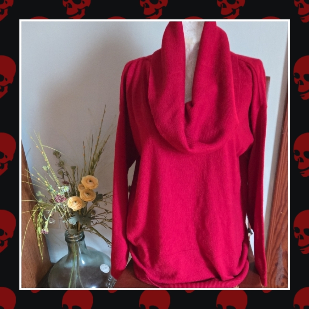 Red Cowl Neck Sweater Size Medium